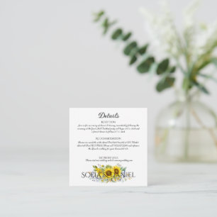 Sunflower blue wildflower wedding white enclosure card
