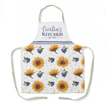 Sunflower & Blueberry Personalised Kitchen Apron