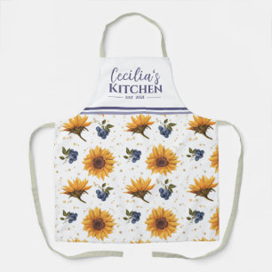 Sunflower & Blueberry Personalised Kitchen Apron