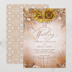 Sunflower Boho Beauty Wedding Invitation