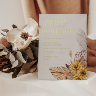 Sunflower Boho Pampas Dried Flowers Wedding Gold