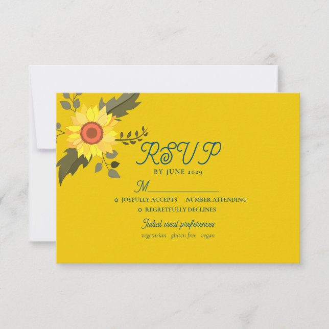 Sunflower Boho Wedding RSVP Card (Front)