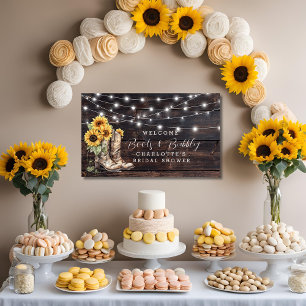Sunflower Boots and Bubbly Bridal Shower Welcome Banner