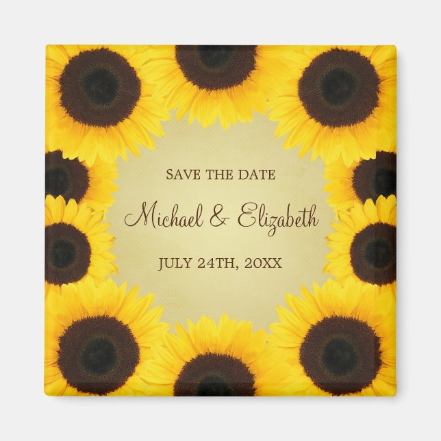 Sunflower Border Save the Date Magnet (Front)