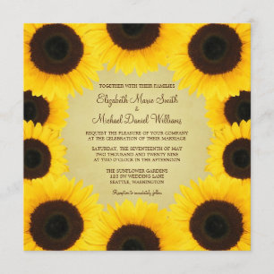 Sunflower Border Wedding Invitation