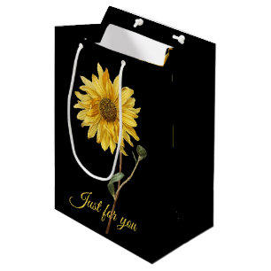 Sunflower Botanical Black Gift Bag