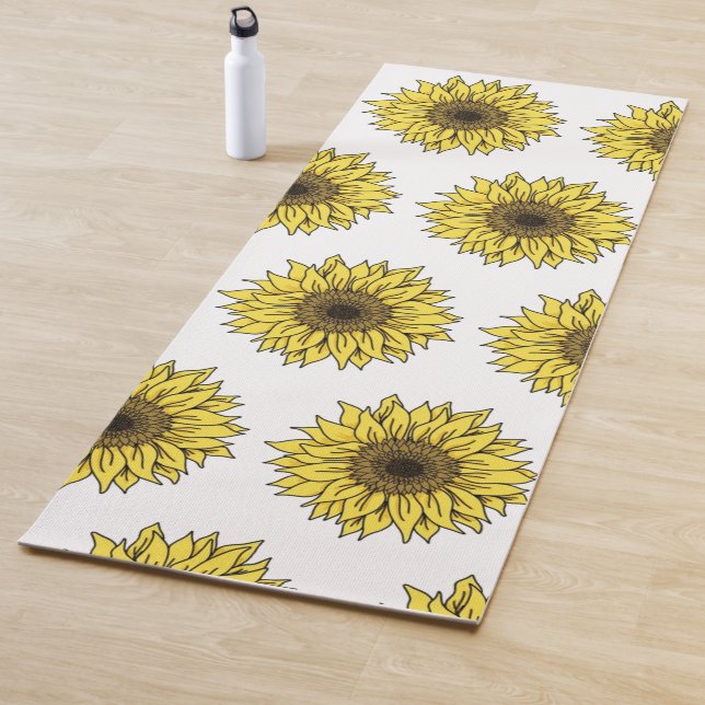 Sunflower, botanical, gift for women yoga mat (In Situ)