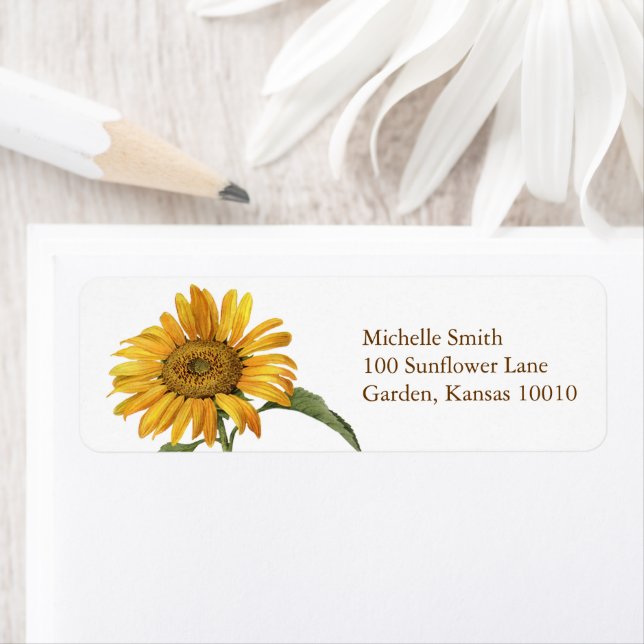 Sunflower Botanical Return Address Label (Insitu)