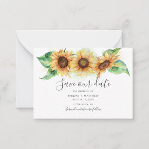 Sunflower Botanical Watercolor Save The Date Card