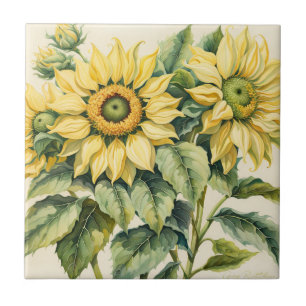 Sunflower Bouquet Ceramic Tile