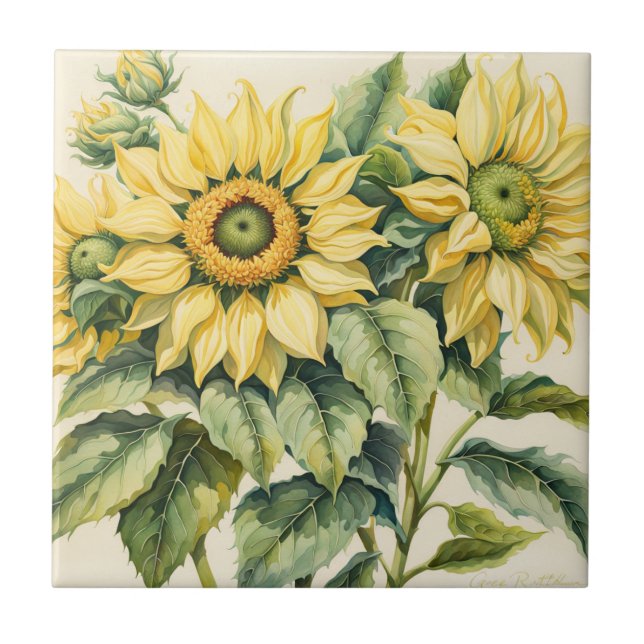 Sunflower Bouquet Ceramic Tile (Front)