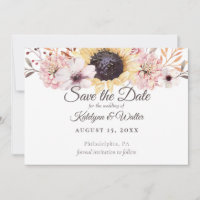 Sunflower Bouquet Elegant Country Save the Date