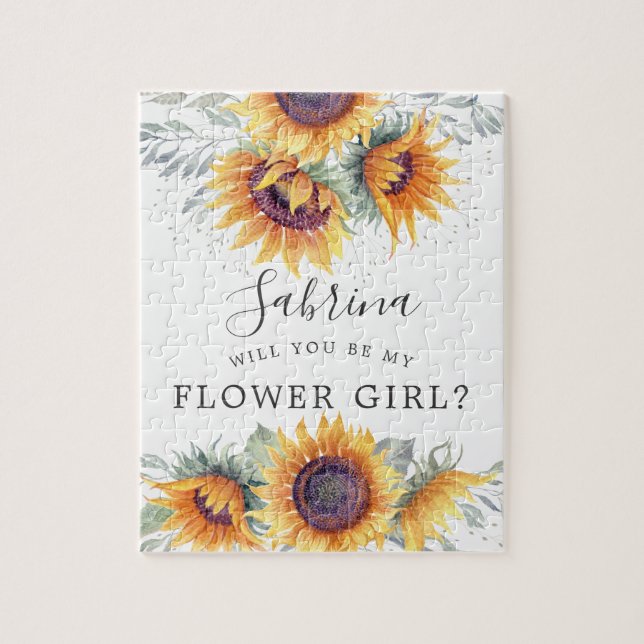 Sunflower Bouquet Flower Girl Request Message Jigsaw Puzzle (Vertical)