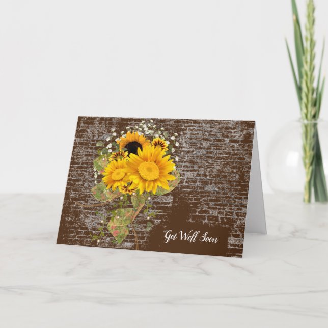 sunflower bouquet get well soon card (Front)