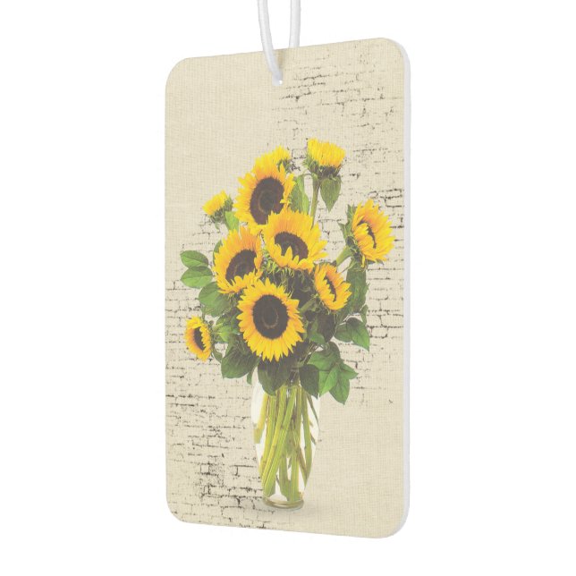 Sunflower Bouquet On Brick Car Air Freshener (Left)