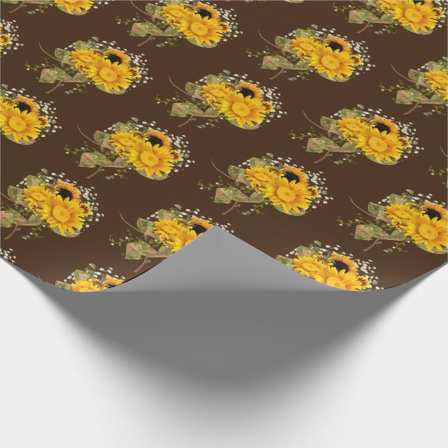 sunflower bouquet on brown wrapping paper (Corner)