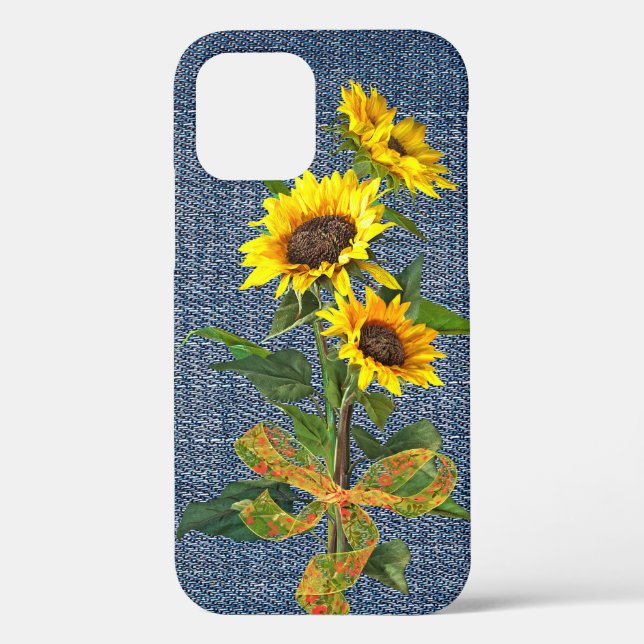 Sunflower Bouquet on Denim  Case-Mate iPhone Case (Back)