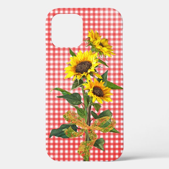 Sunflower Bouquet on Red Gingham Case-Mate iPhone  Case (Back)