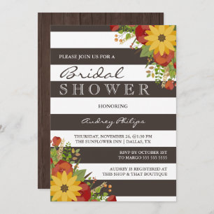 Sunflower Bouquet Rustic Bridal Shower Invitation