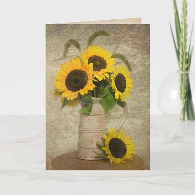 Sunflower bouquet thinking of you card (Front)