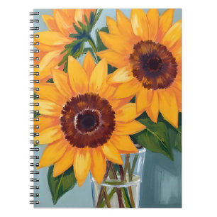 Sunflower Bouquet   Yellow Watercolor Floral Notebook