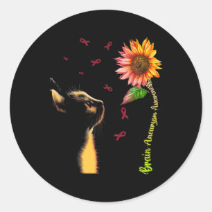 Sunflower Brain Aneurysm Awareness Classic Round Sticker