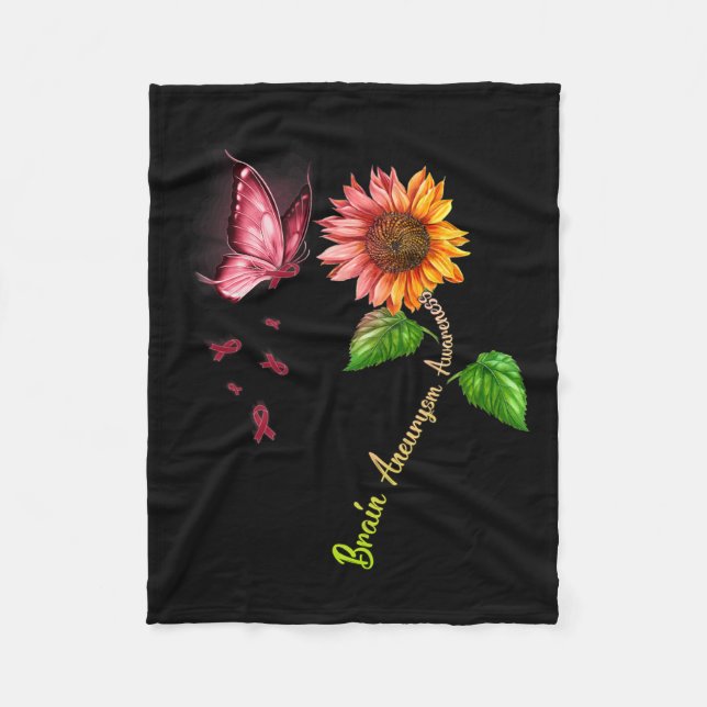 Sunflower Brain Aneurysm Awareness  Fleece Blanket (Front)
