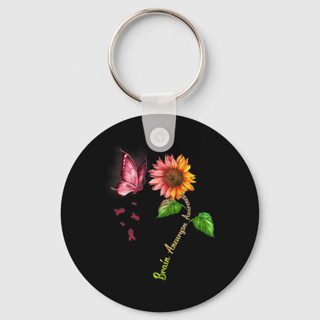 Sunflower Brain Aneurysm Awareness  Key Ring (Front)