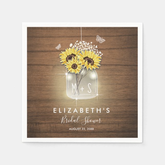 Sunflower Bridal Paper Napkins barn Wedding (Front)