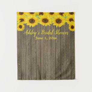 Sunflower Bridal Shower Backdrop Wood Photo Booth Tapestry