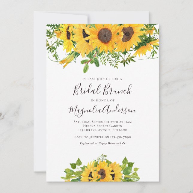 Sunflower Bridal Shower Brunch Invitation (Front)