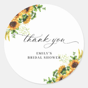 Sunflower Bridal Shower Classic Round Sticker