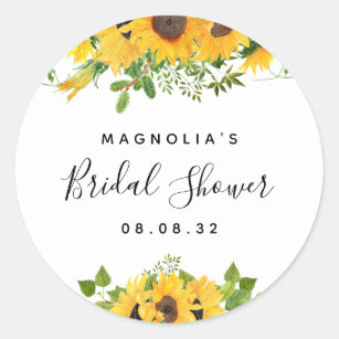 Sunflower Bridal Shower  Classic Round Sticker