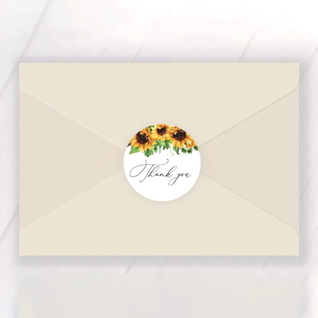 Sunflower Bridal Shower Classic Round Sticker (Creator Uploaded)