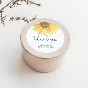 Sunflower bridal shower classic round sticker
