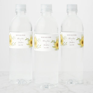 Sunflower Bridal Shower Couples Wedding  Water Bottle Label