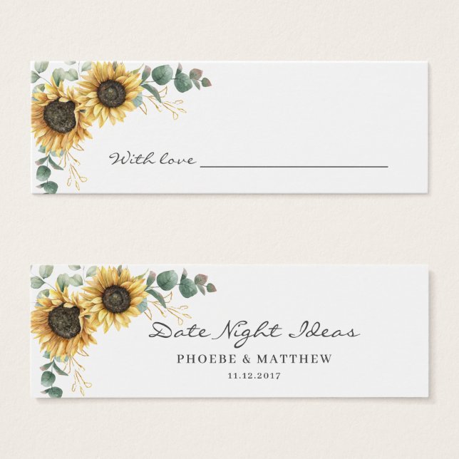Sunflower Bridal Shower Date Night Ideas (Front & Back)