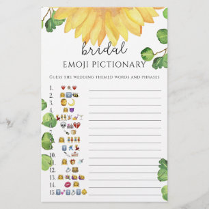 Sunflower bridal shower emoji pictionary game