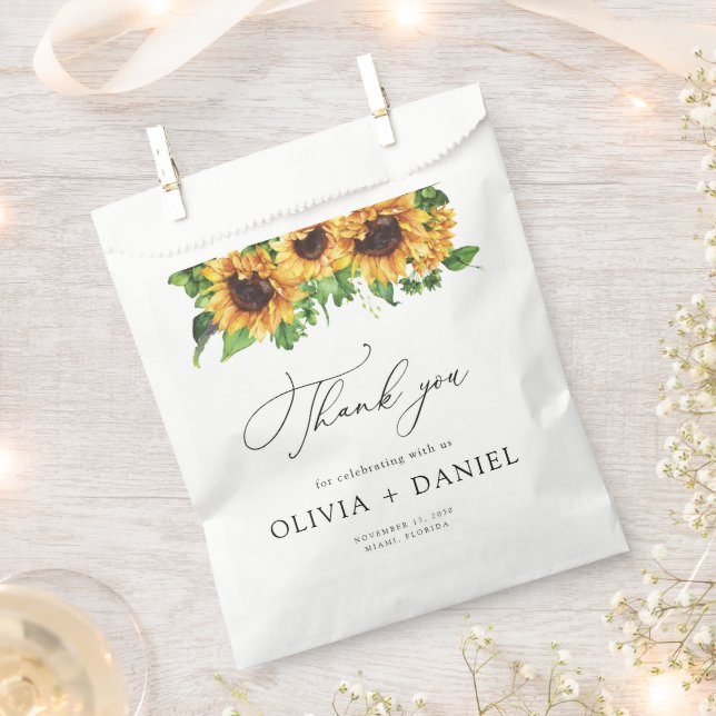 Sunflower Bridal Shower Favour Bags (Clipped)