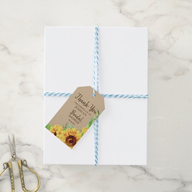 Sunflower Bridal Shower Favour Tags (With Twine)