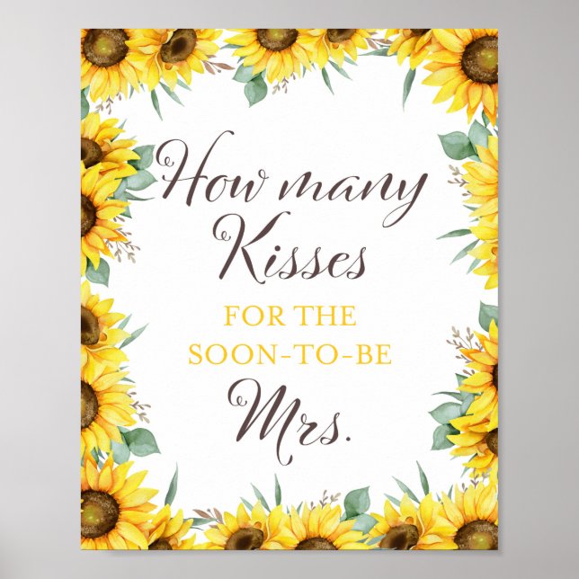 Sunflower Bridal Shower Game Sign (Front)