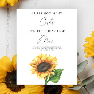 Sunflower bridal shower Guess How Many Corks  Poster