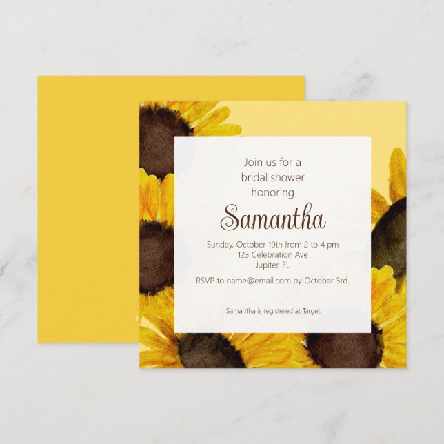 Sunflower Bridal Shower Invitation (Front/Back)