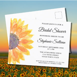 Sunflower Bridal Shower Invitation Postcard