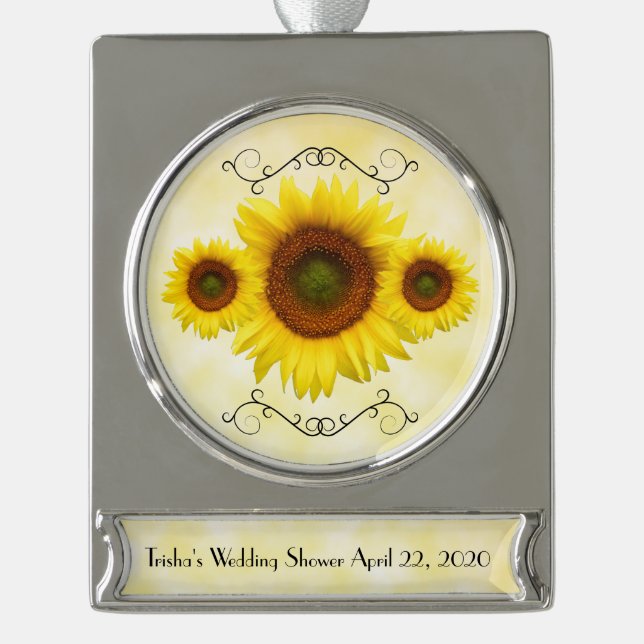 Sunflower Bridal Shower Keepsake Ornament (Front)
