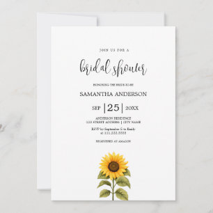Sunflower Bridal Shower minimalist Invitation