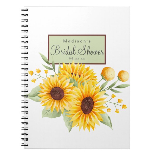Sunflower Bridal Shower Notebook (Front)