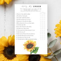 Sunflower bridal shower Over or under game