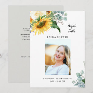 Sunflower Bridal Shower Photo Eucalyptus Invitation