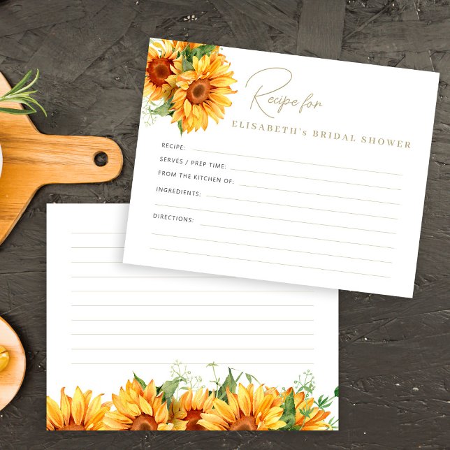 Sunflower bridal shower recipe card (Creator Uploaded)